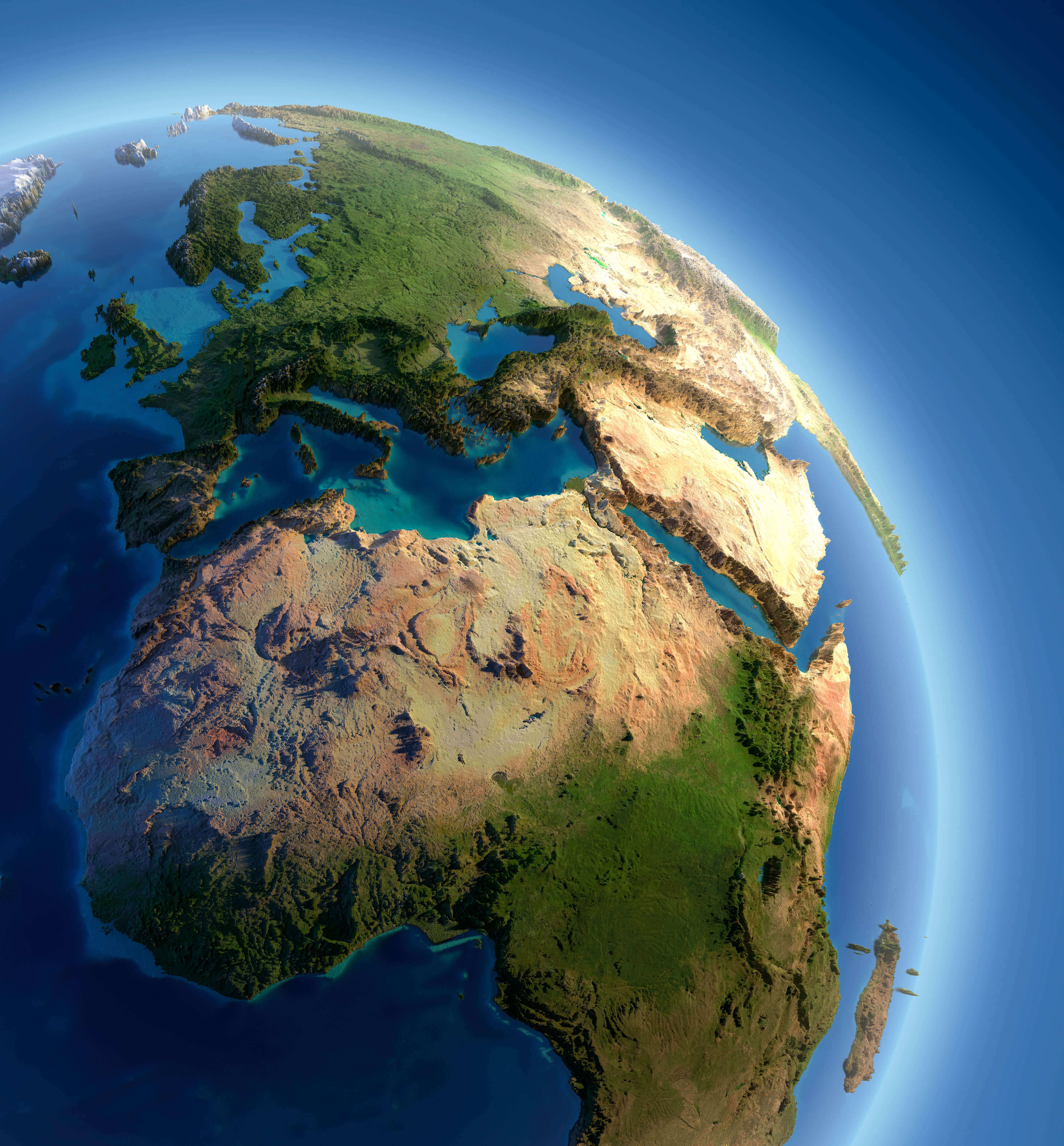 africa earth high relief map